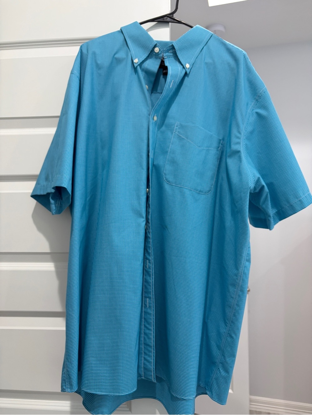 Jos. A. Bank Men's Traveler’s collection Short-Sleeve Button-Down Shirt - Aqua